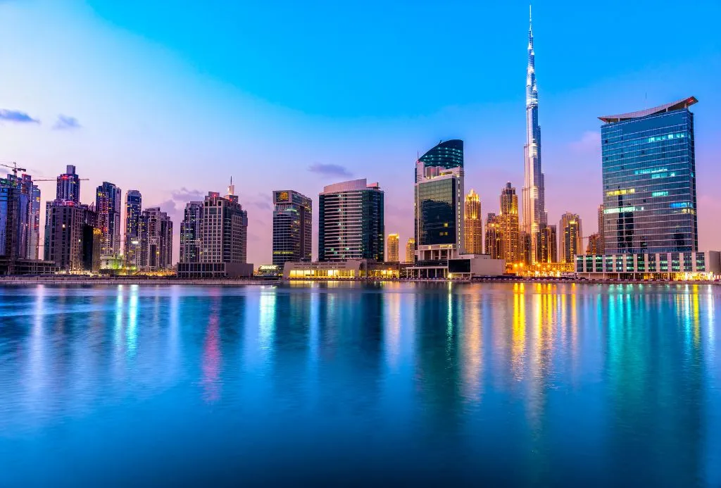 Dubai skyline with Burj Khalifa — promote a new business in Dubai