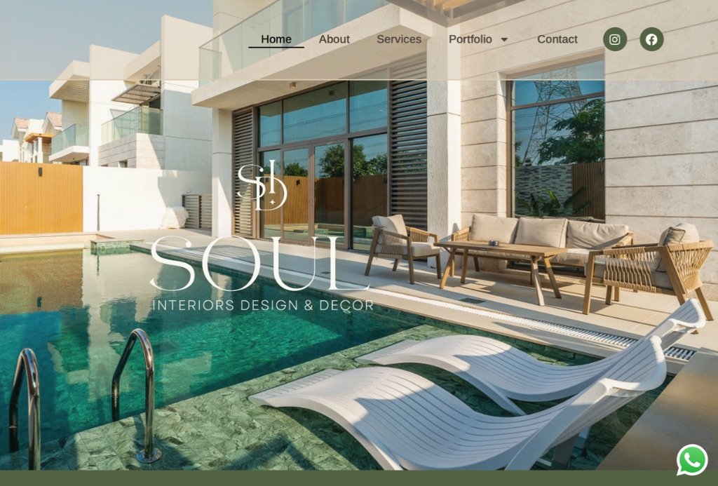 Soul Interiors Design & Decor website homepage, custom design by Sandbox Creatives
